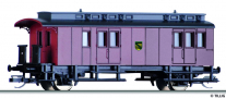 [Osobn vozy] → [Spn a osobn] → [2-os prusk] → 502580: zavazadlov vz tmav erven s ernou stechou s logem „Sachsen“